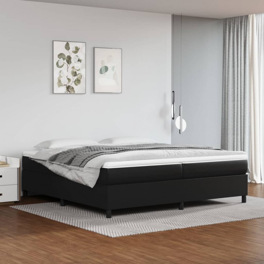 Cadre de lit avec matelas Noir 200x200 cm Similicuir