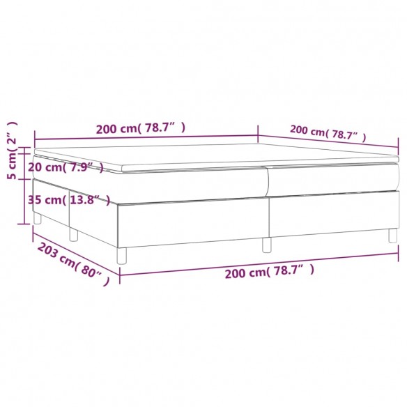 Cadre de lit avec matelas Noir 200x200 cm Similicuir