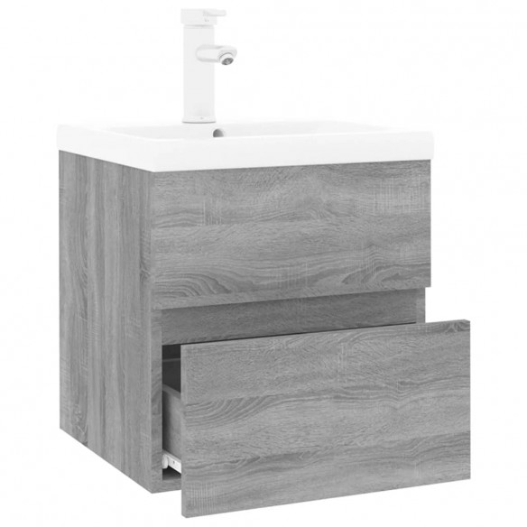 Meuble lavabo avec bassin intégré Sonoma gris Bois d'ingénierie