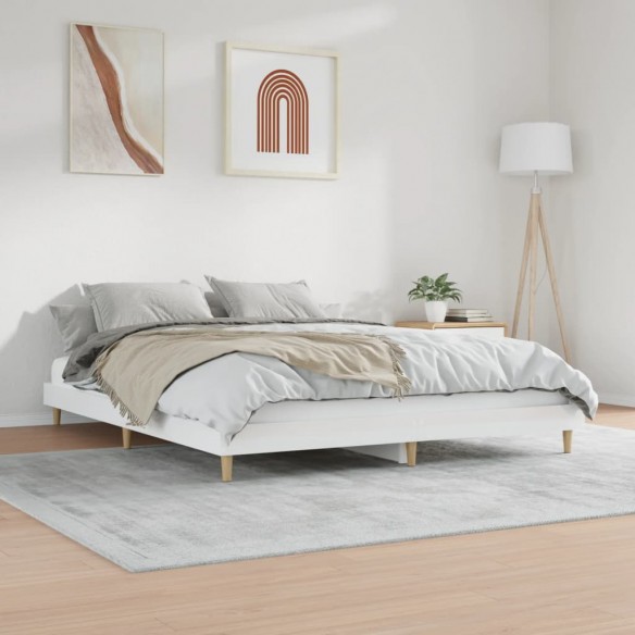 Cadre de lit blanc brillant 120x200 cm bois d'ingénierie