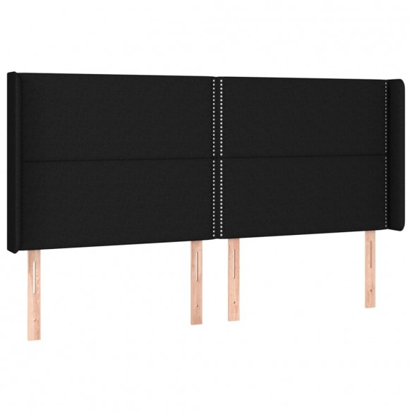 Tête de lit avec oreilles Noir 183x16x118/128 cm Tissu