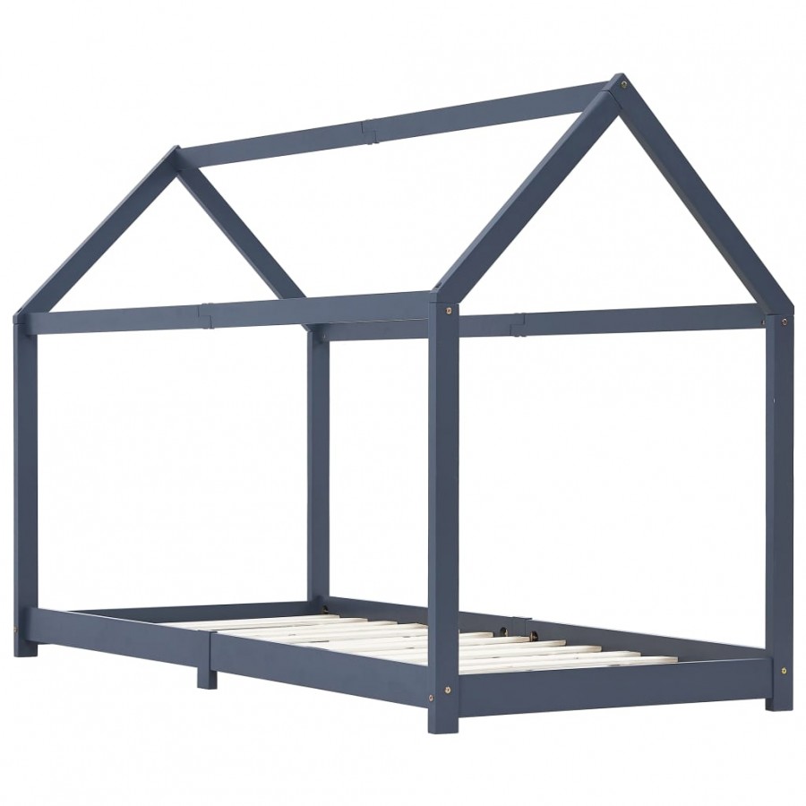 Lit d'enfant Gris  Bois de pin massif 90 x 200 cm Lit d'enfant Gris  Bois de pin massif 90 x 200 cm