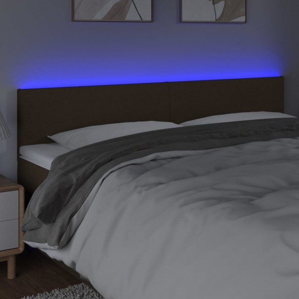 Tête de lit à LED Marron foncé 200x5x78/88 cm Tissu
