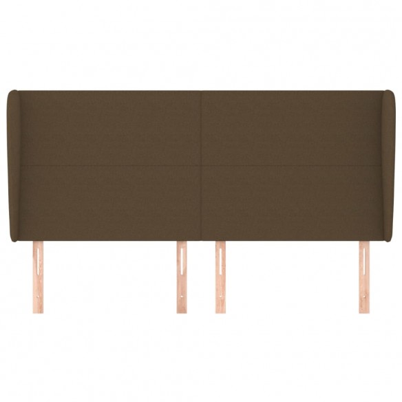 Tête de lit avec oreilles Marron foncé 203x23x118/128 cm Tissu