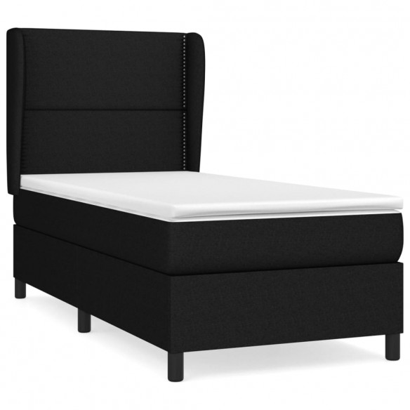 Cadre de lit avec matelas Noir 90x190 cm Tissu