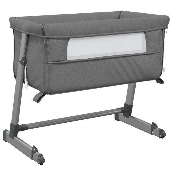 Lit pour bébé avec matelas Gris foncé Tissu de lin