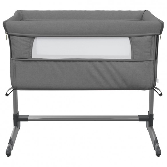 Lit pour bébé avec matelas Gris foncé Tissu de lin