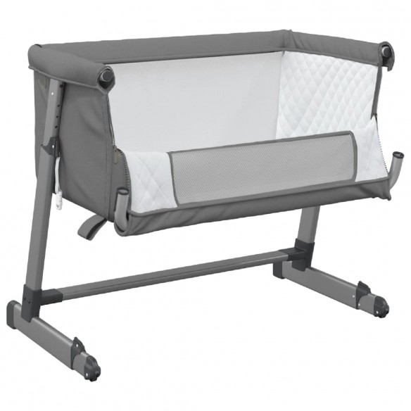 Lit pour bébé avec matelas Gris foncé Tissu de lin