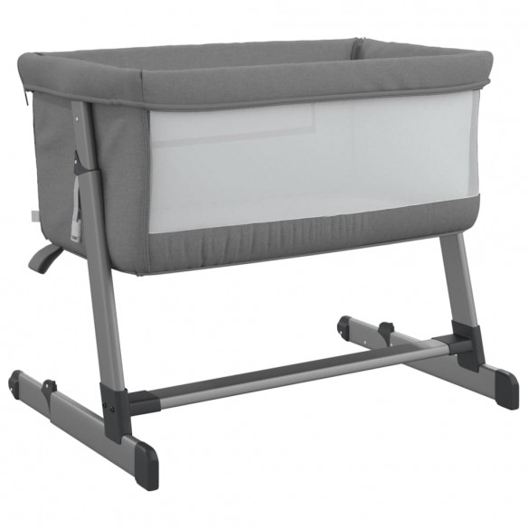 Lit pour bébé avec matelas Gris foncé Tissu de lin