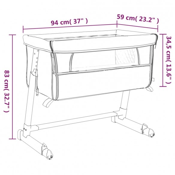 Lit pour bébé avec matelas Gris foncé Tissu de lin