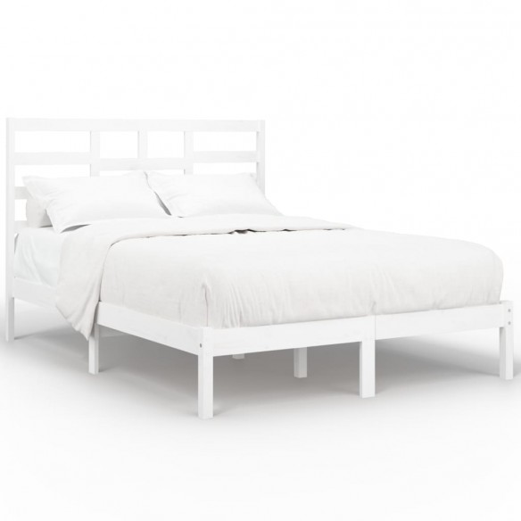 Cadre de lit Blanc Bois massif 135x190 cm Double