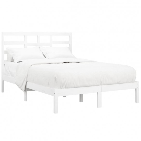 Cadre de lit Blanc Bois massif 135x190 cm Double