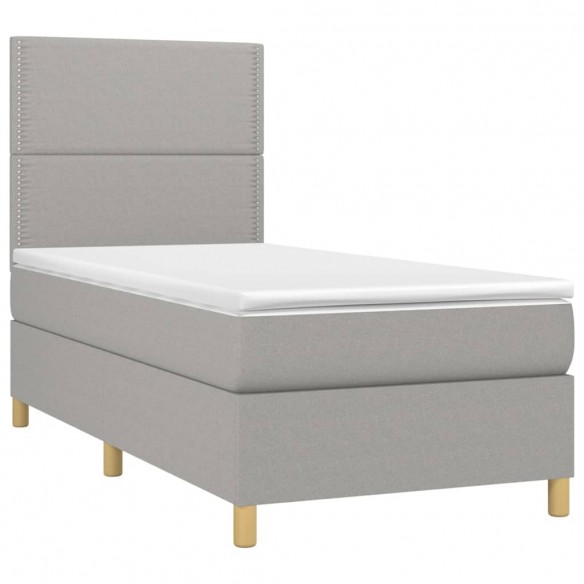 Sommier à lattes de lit avec matelas et LED Gris clair 90x200cm