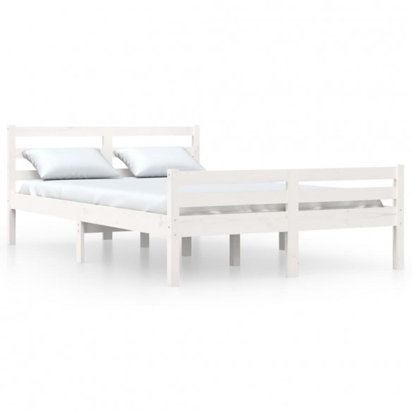 Cadre de lit Blanc Bois massif 135x190 cm Double