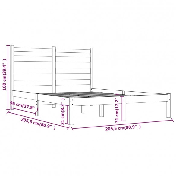 Cadre de lit Blanc Bois de pin massif 200x200 cm