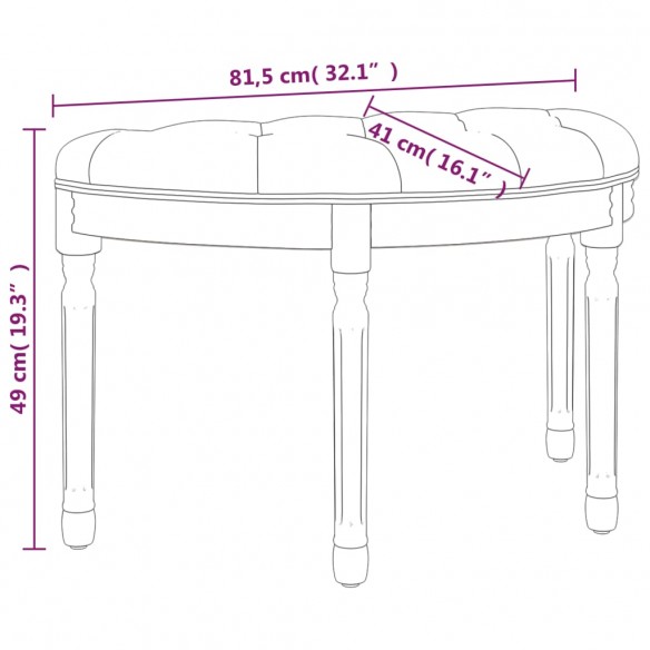 Banc Noir 81,5x41x49 cm Velours