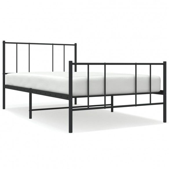 Cadre de lit métal avec tête de lit/pied de lit noir 80x200 cm