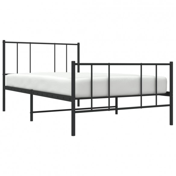 Cadre de lit métal avec tête de lit/pied de lit noir 80x200 cm