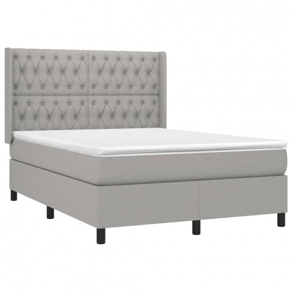 Cadre de lit matelas LED Gris clair 140x200 cm Tissu