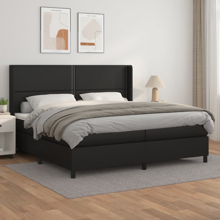 Cadre de lit avec matelas Noir 200x200 cm Similicuir