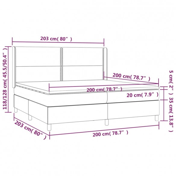 Cadre de lit avec matelas Noir 200x200 cm Similicuir