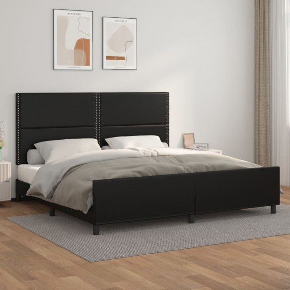 Cadre de lit avec tête de lit Noir 200x200 cm Similicuir