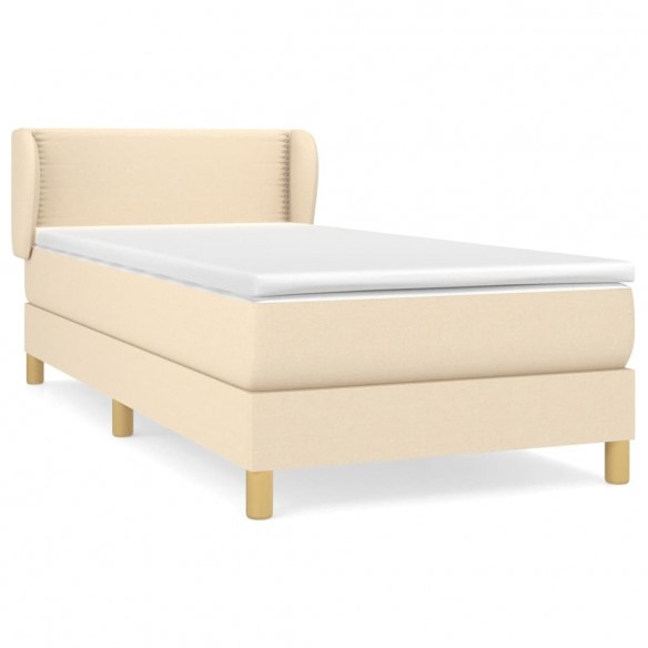 Cadre de lit avec matelas Crème 80x200 cm Tissu