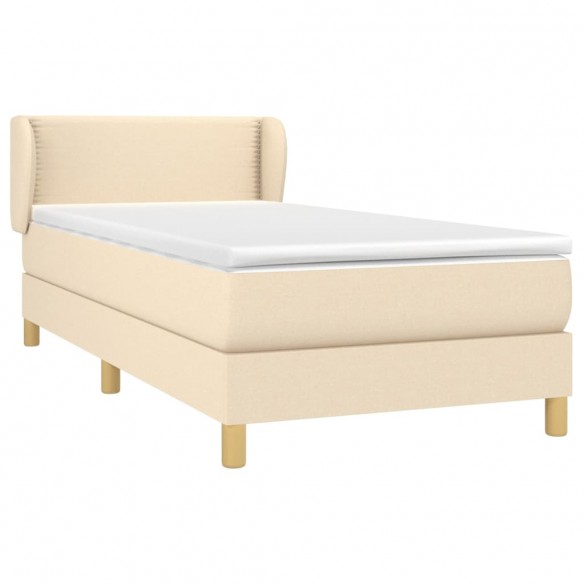 Cadre de lit avec matelas Crème 80x200 cm Tissu