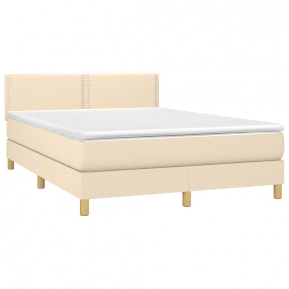 Cadre de lit avec matelas LED Crème 140x190 cm Tissu