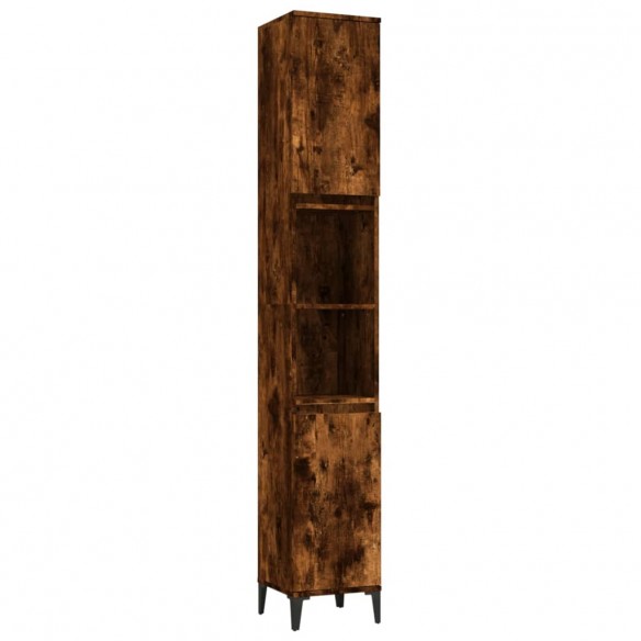 Armoire de bain chêne fumé 30x30x190 cm bois d'ingénierie