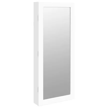 Armoire à bijoux avec miroir et éclairage LED mural blanc 2