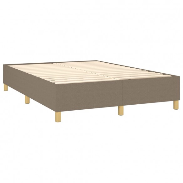 Sommier à lattes de lit et matelas et LED Taupe 140x200cm Tissu