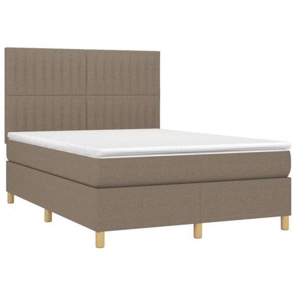 Sommier à lattes de lit avec matelas Taupe 140x200 cm Tissu