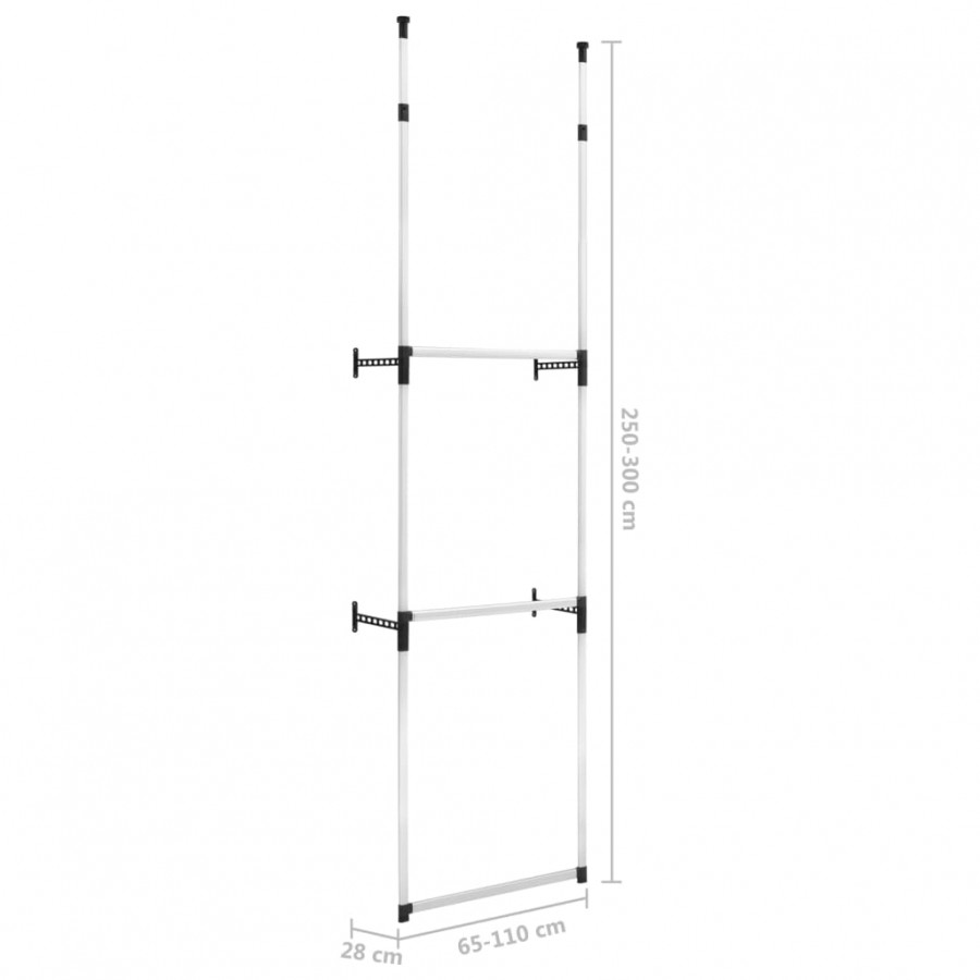 Système de garde-robe télescopique avec barres Aluminium
