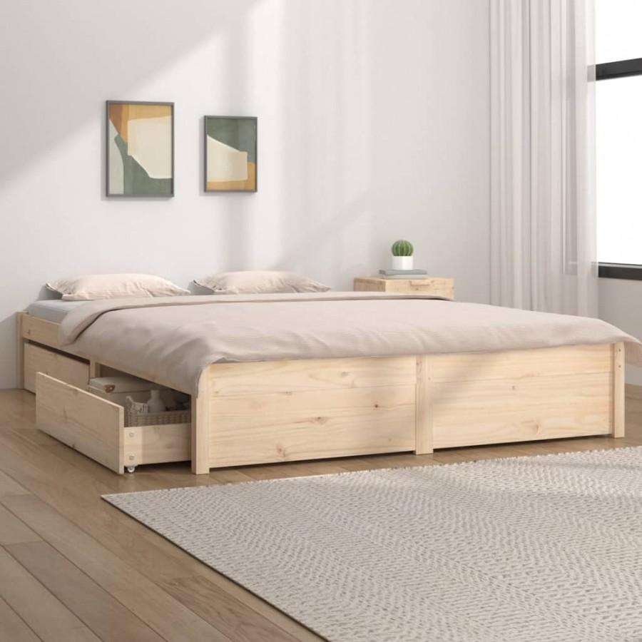 Cadre de lit avec tiroirs 150x200 cm Très grand