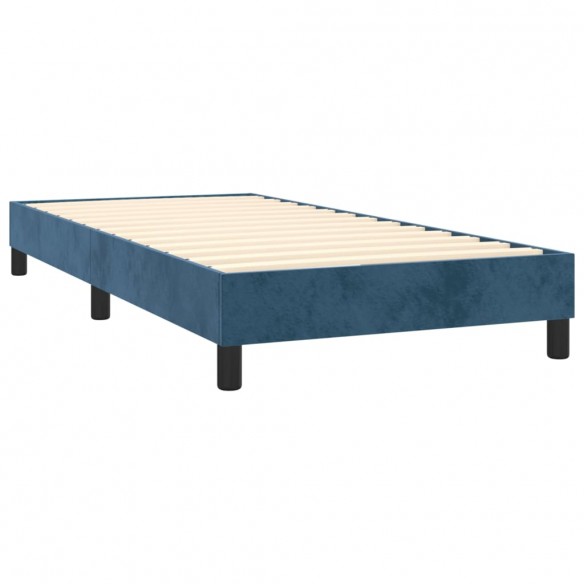 Cadre de lit et matelas et LED Bleu foncé 90x190cm