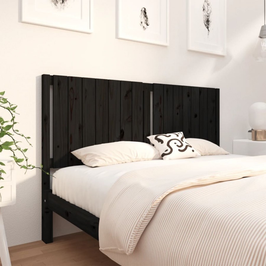 Tête de lit Noir 155,5x4x100 cm Bois massif de pin