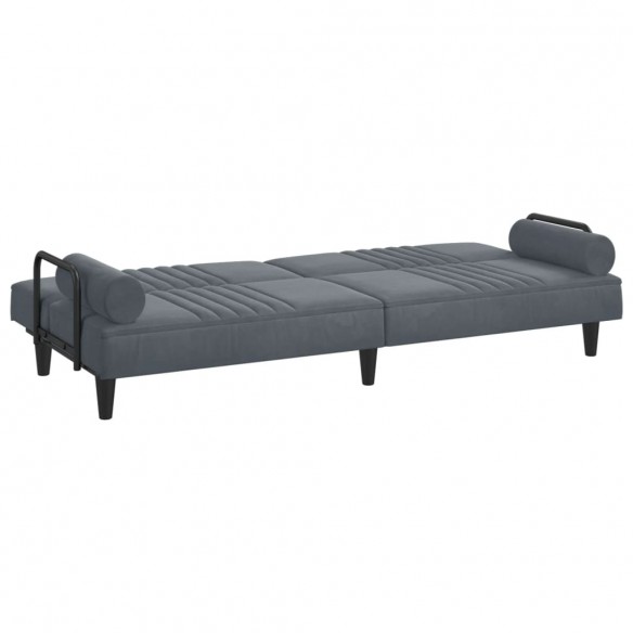Canapé-lit avec accoudoirs gris foncé velours