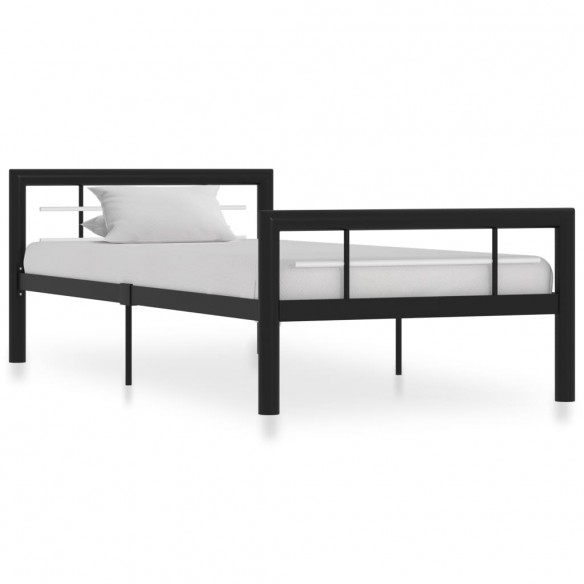 Cadre de lit Noir et blanc Métal 100 x 200 cm