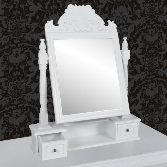 Coiffeuse avec miroir pivotant rectangulaire MDF