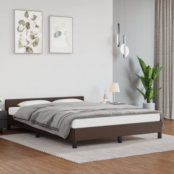 Cadre de lit avec tête de lit Marron 140x200 cm Similicuir