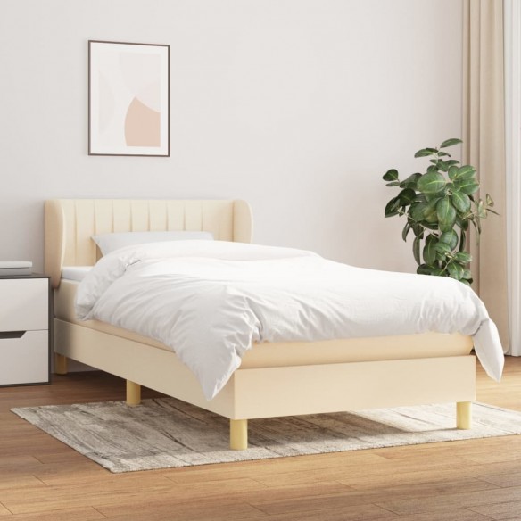 Sommier à lattes de lit avec matelas Crème 100x200 cm Tissu