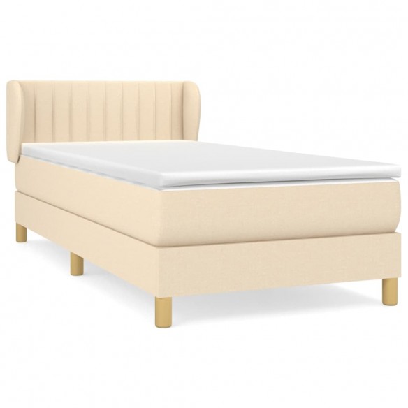 Sommier à lattes de lit avec matelas Crème 100x200 cm Tissu