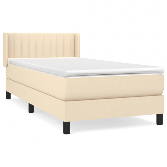 Cadre de lit avec matelas Crème 100x200 cm Tissu