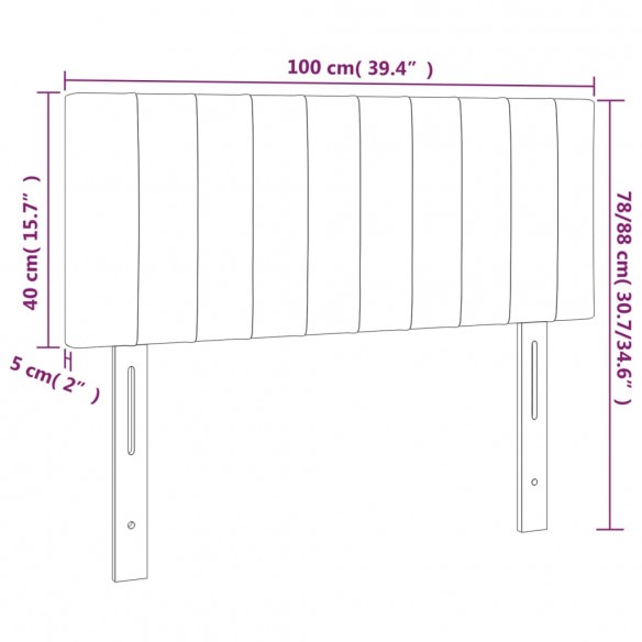 Tête de lit à LED Crème 100x5x78/88 cm Tissu