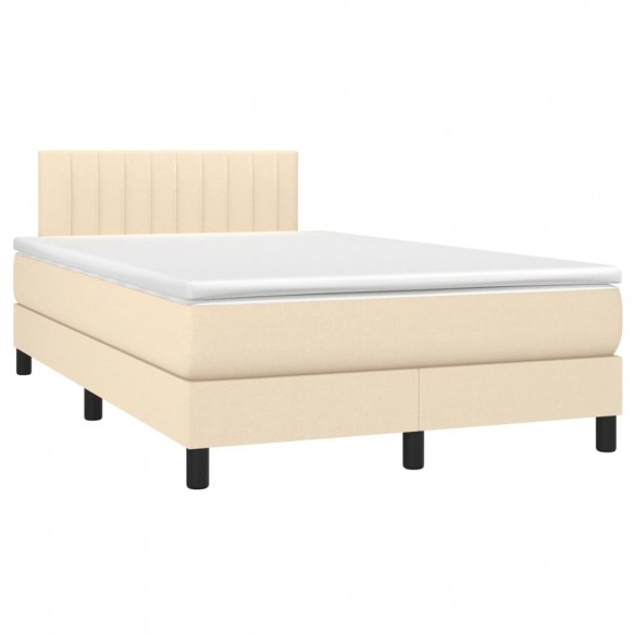 Sommier à lattes de lit avec matelas LED Crème 120x200 cm Tissu