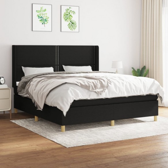 Cadre de lit avec matelas Noir 160x200 cm Tissu