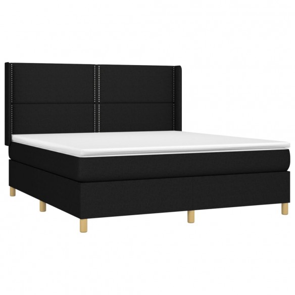 Cadre de lit avec matelas Noir 160x200 cm Tissu