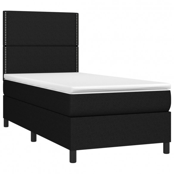 Cadre de lit et matelas et LED Noir 100x200 cm Tissu