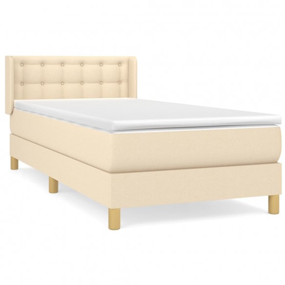 Sommier à lattes de lit avec matelas Crème 80x200 cm Tissu